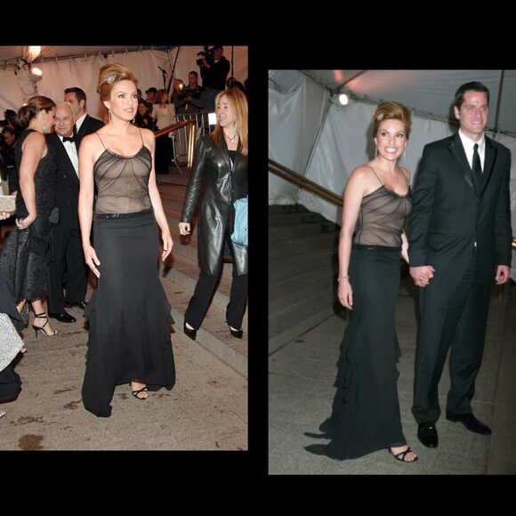 2005 VERA WANG Vintage Black Mesh Panel Evening Gown - Picture 8 of 8